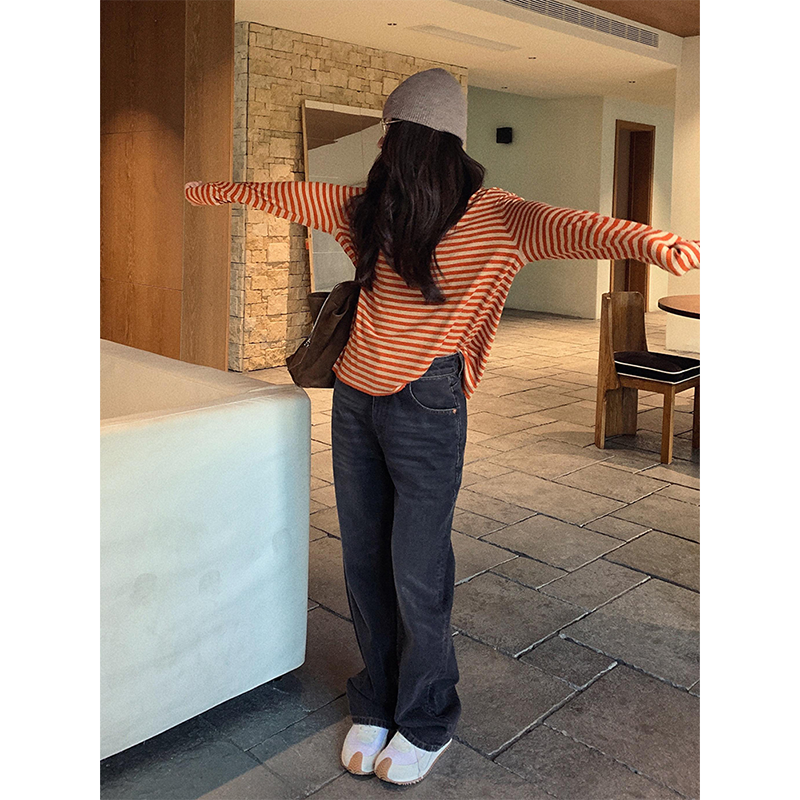 COCO ZONE 刘11【100棉】美式喷马骝直筒牛仔裤 CD1A1352