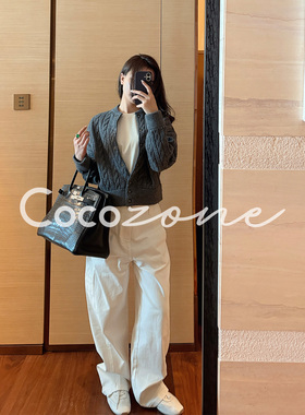 COCO ZONE 刘一一“工装白牛” 新款美式显瘦百搭牛仔裤ACD2A0048