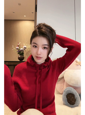 COCO ZONE 刘11春日调色盘早春设计感连帽抽绳针织卫衣CC1D2897