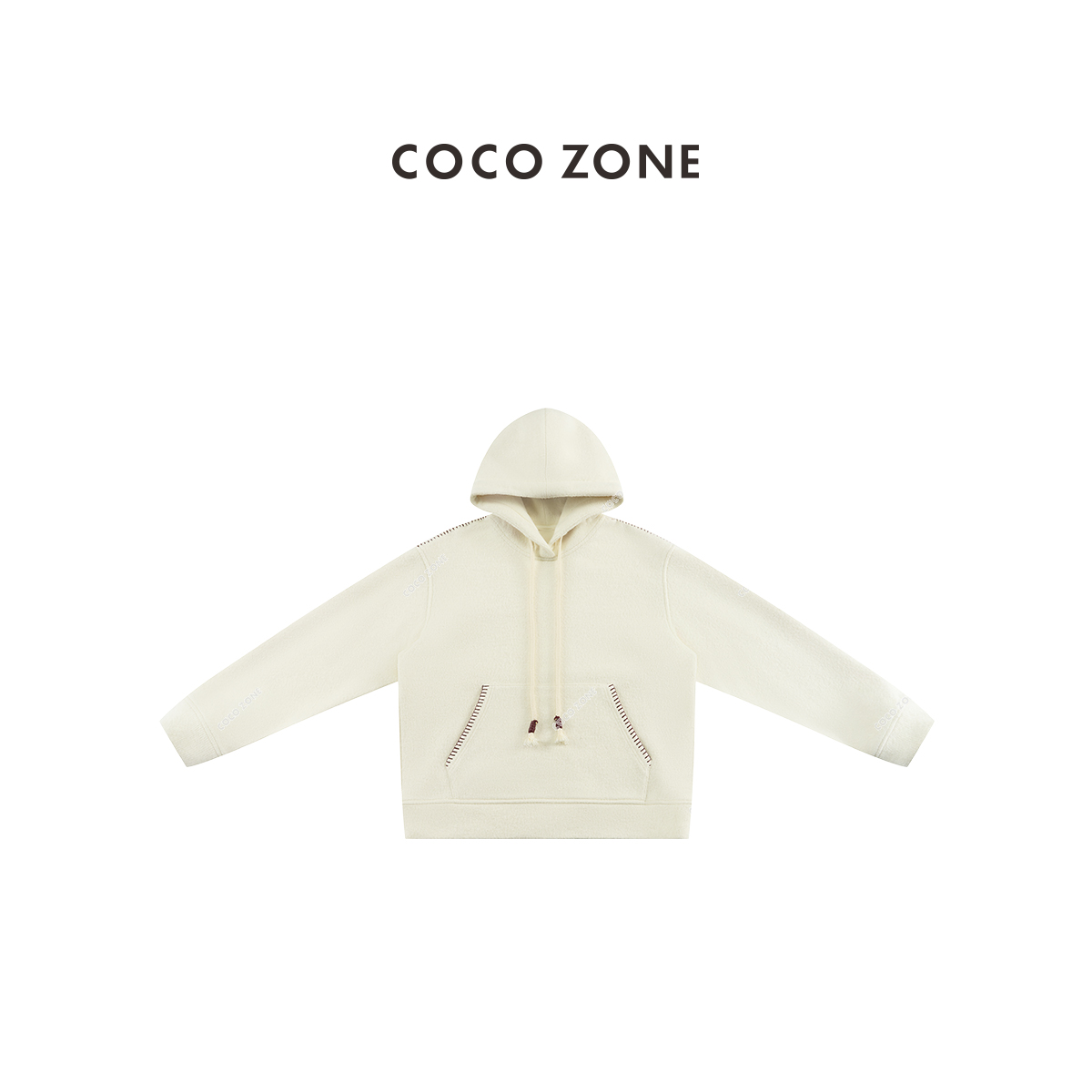 COCO ZONE 刘11加绒卫衣冬季设计感明线休闲连帽上衣女CC1D2871