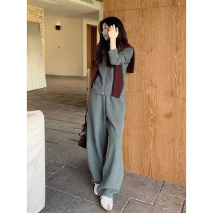 ZONE 子时尚 刘11 翻领拉链纯色百搭外套裤 洋气女 悠闲套装 COCO