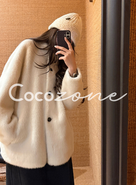 COCO ZONE 刘 一一“重磅大衣”100绵羊毛立领毛呢外套 CD2A3324