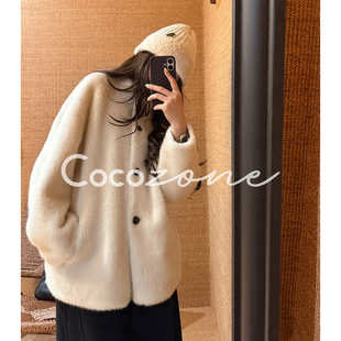COCO ZONE 刘 一一“重磅大衣”100绵羊毛立领毛呢外套 CD2A3324