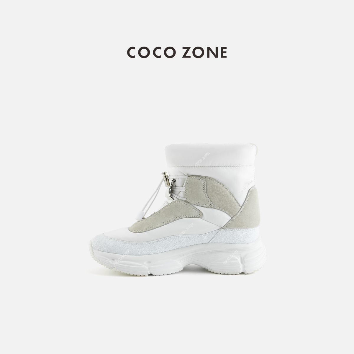 COCO ZONE 刘一一 冬季撞色厚底系带休闲保暖短靴CC2D3082