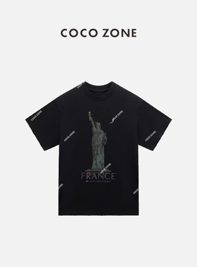 COCO ZONE 刘11 美式字母印花短袖T恤显瘦圆领上衣CC2C1325
