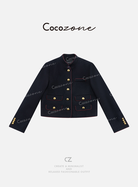 COCO ZONE刘一一“街头画报”25新款小香风立领排扣外套ACD1A0125