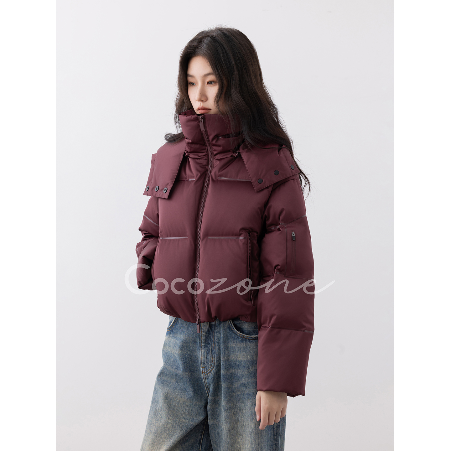 COCO ZONE 刘一一 90鹅绒秋冬连帽保暖女士羽绒服 CC2C1886
