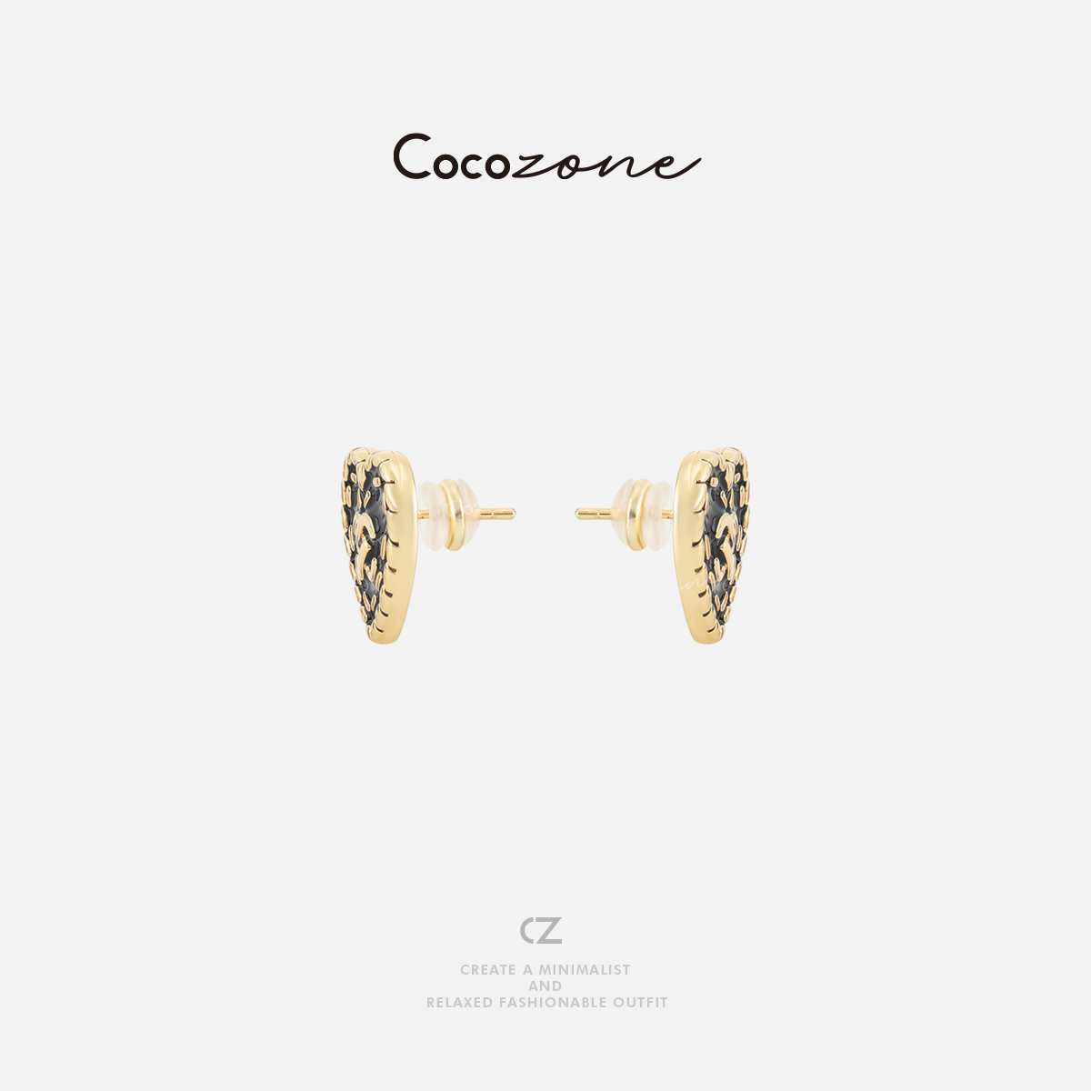 COCO ZONE 刘11 经典格纹爱心小众设计感耳钉CD2A0715