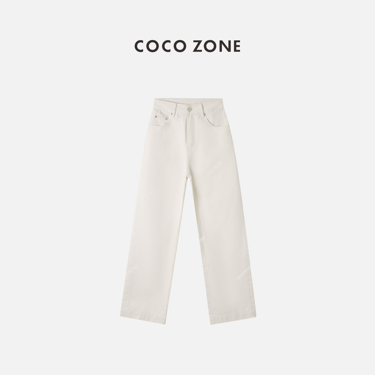 COCO ZONE 刘11 2025春季休闲百搭100棉高腰直筒时尚牛仔裤女