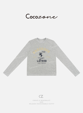 COCO ZONE 刘一一 25新款撞色字母图案圆领长袖T恤CD2A0371
