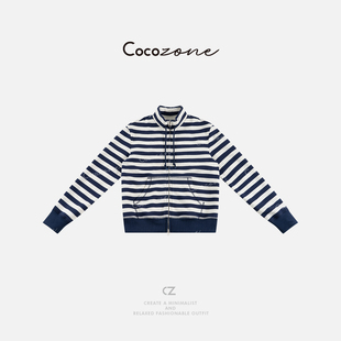 美式 COCO 布列塔尼 刘一一 条纹撞色立领拉链外套CD1A0020 ZONE