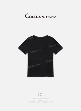 COCO ZONE 刘11 新款简约纯色显瘦小众短袖T恤CD1A0220