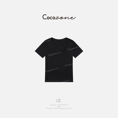 COCO ZONE 刘11 新款简约纯色显瘦小众短袖T恤CD1A0220
