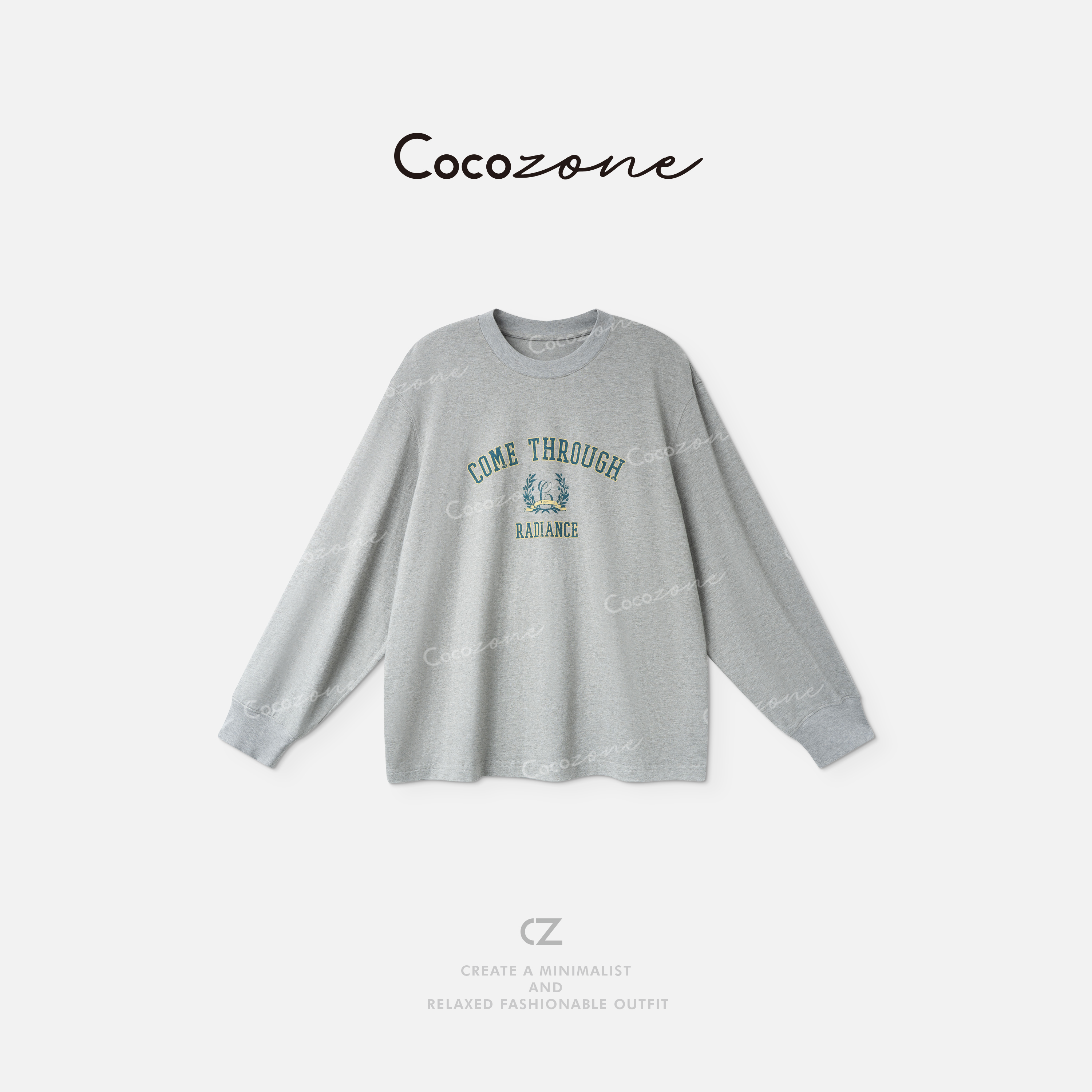 COCO ZONE 刘一一【100棉】简约松弛随性风长袖T恤 CD2A1604