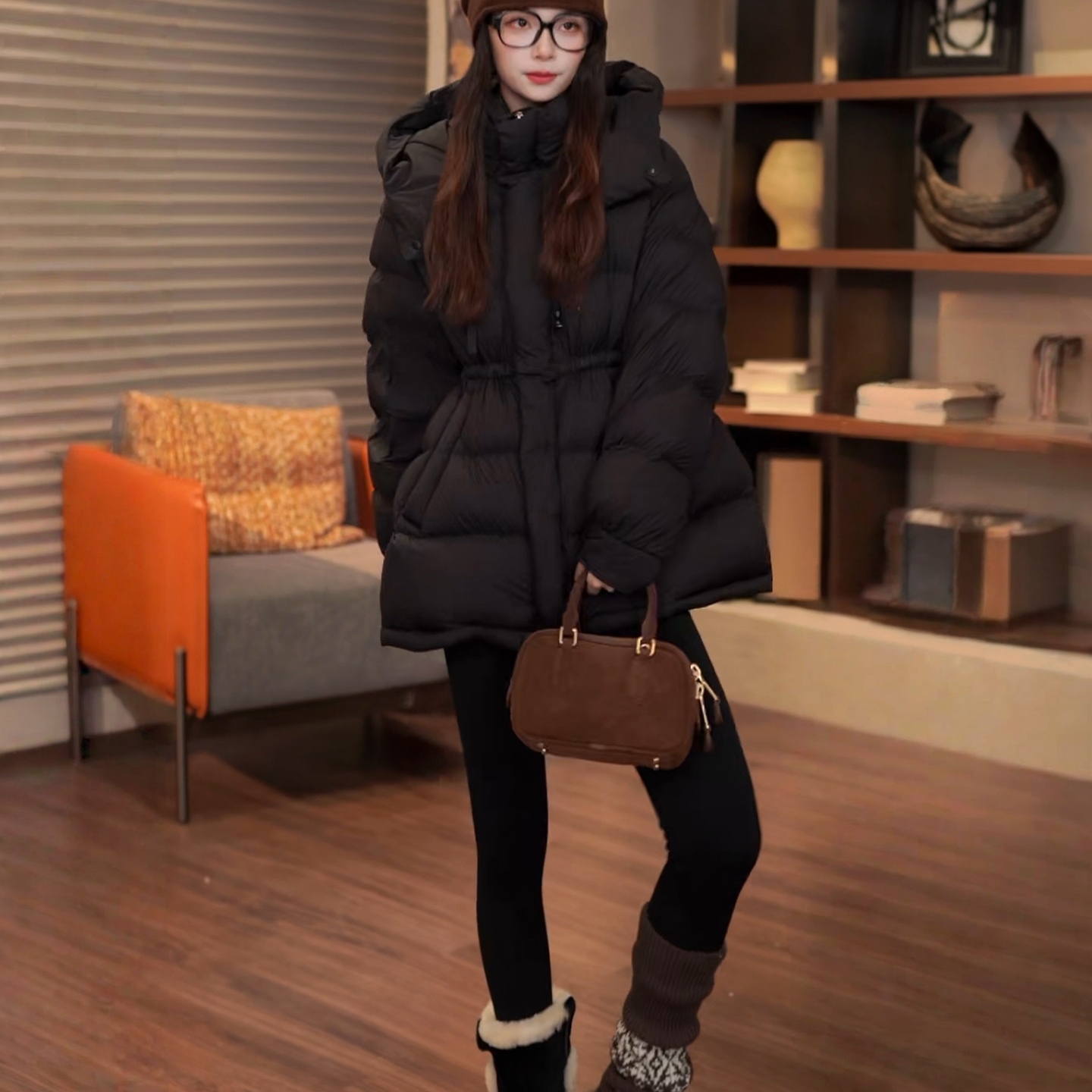 COCO ZONE 刘11 冬季90白鹅绒高级感连帽羽绒服CC2D2918