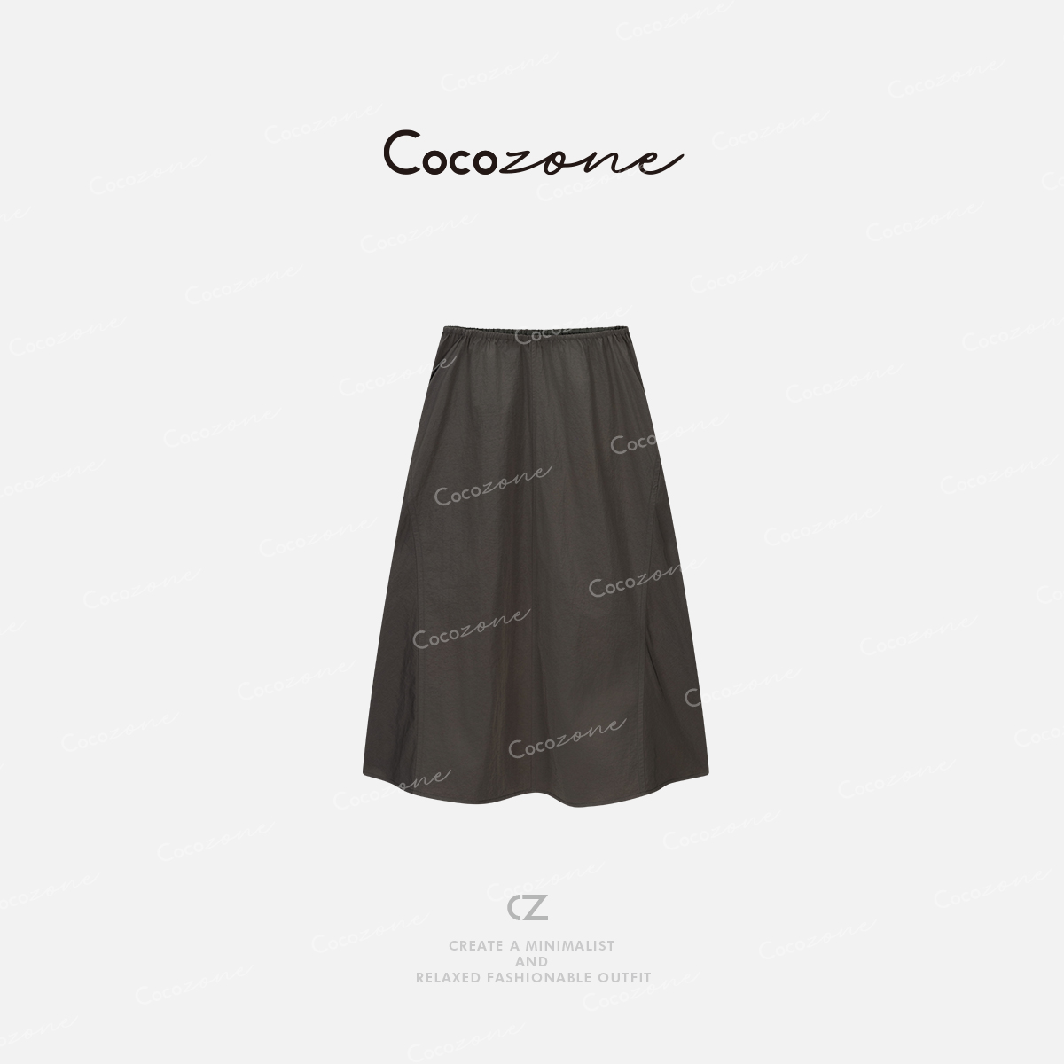 COCO ZONE 刘一一 舒适简约收腰纯色A字伞型半身裙 CD1A0522