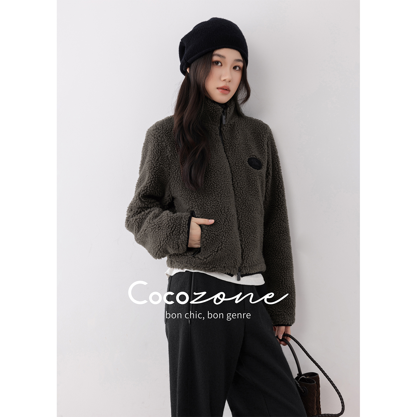 COCO ZONE 刘一一 “小暖炉”绵羊毛混纺层次感外套  CD1A1201