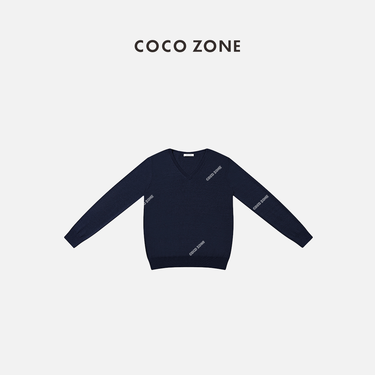 刘11&COCO ZONE春秋打底衫V领螺纹下摆长袖毛针织衫23C19656