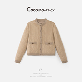 COCO CD2A2013 菱格纹针织驼色外套 ZONE 刘一一绵羊毛混纺经典