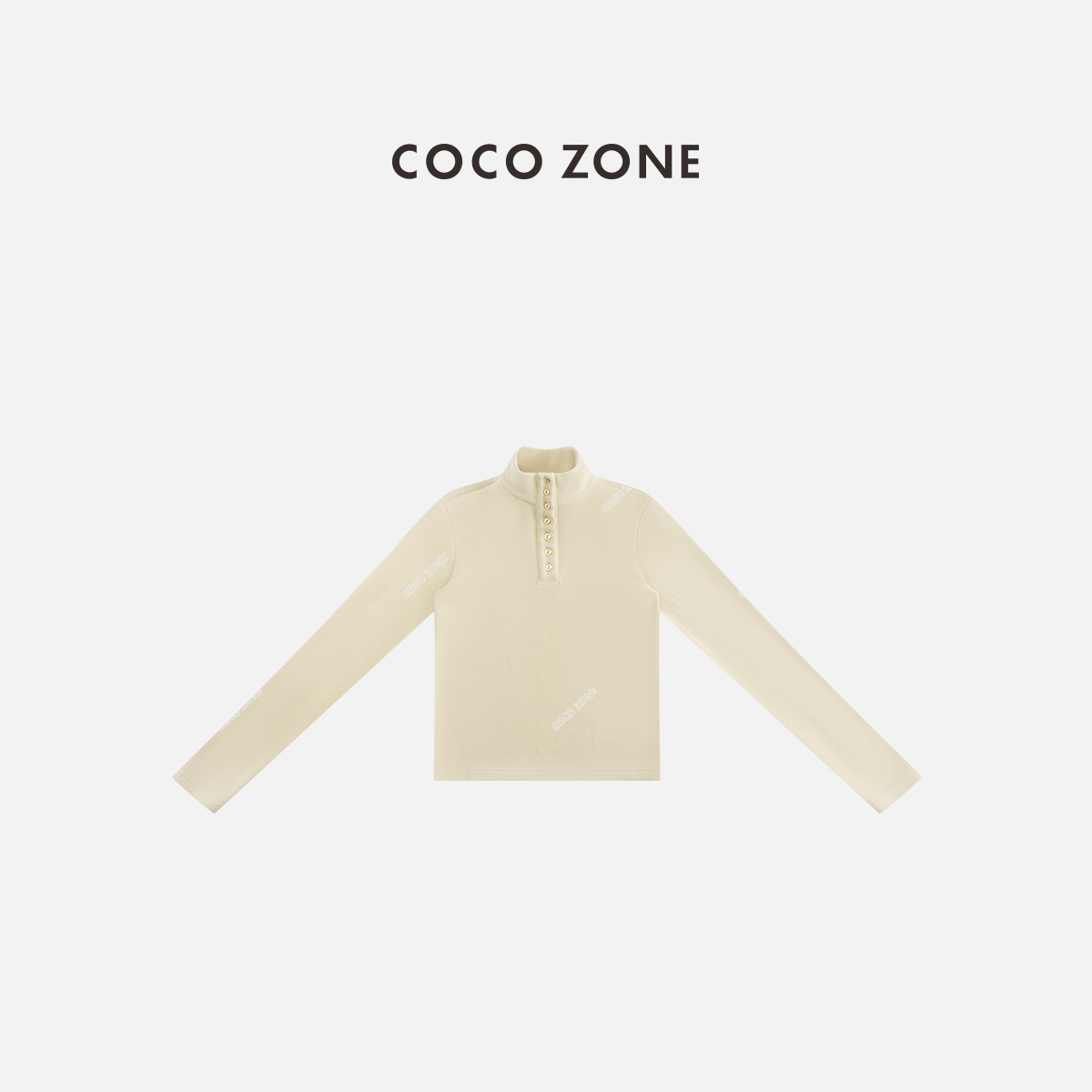 COCOZONE刘一一 冬季双面磨毛金属扣保暖长袖T恤打底衫女CC2D3254