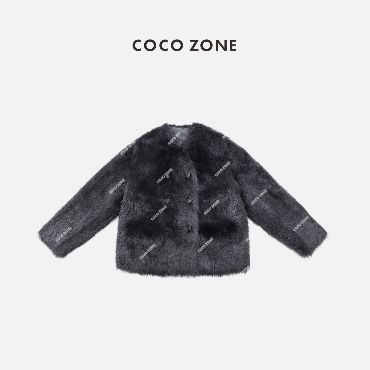 COCO ZONE 刘一一 皮毛一体绒毛双排扣皮草外套CD2A3365,女装/女士精品,皮草,淘宝优惠券,粉丝福利购,淘宝优惠卷