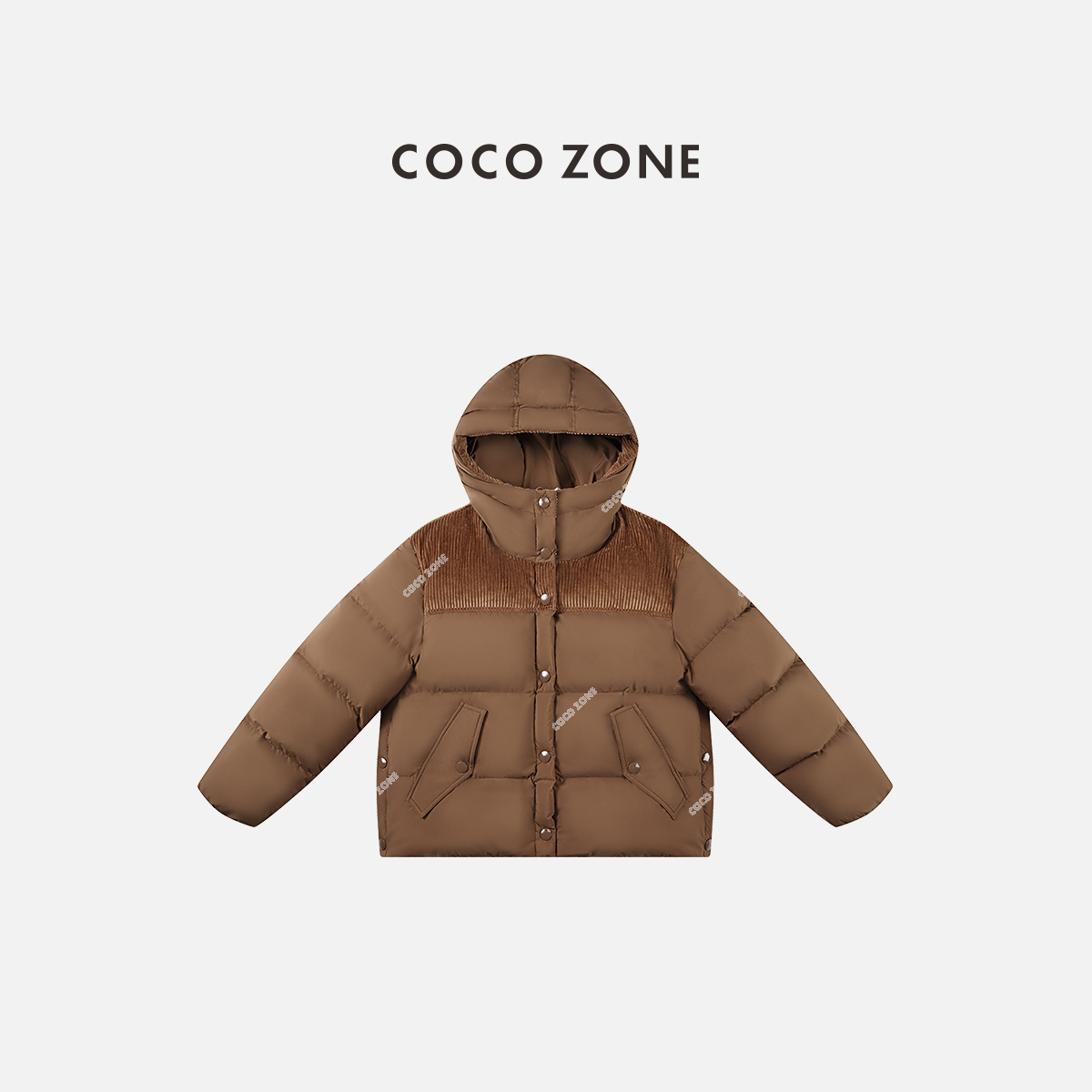 COCO ZONE 刘一一“南瓜”90鹅绒立领连帽厚款羽绒服CC2D3138