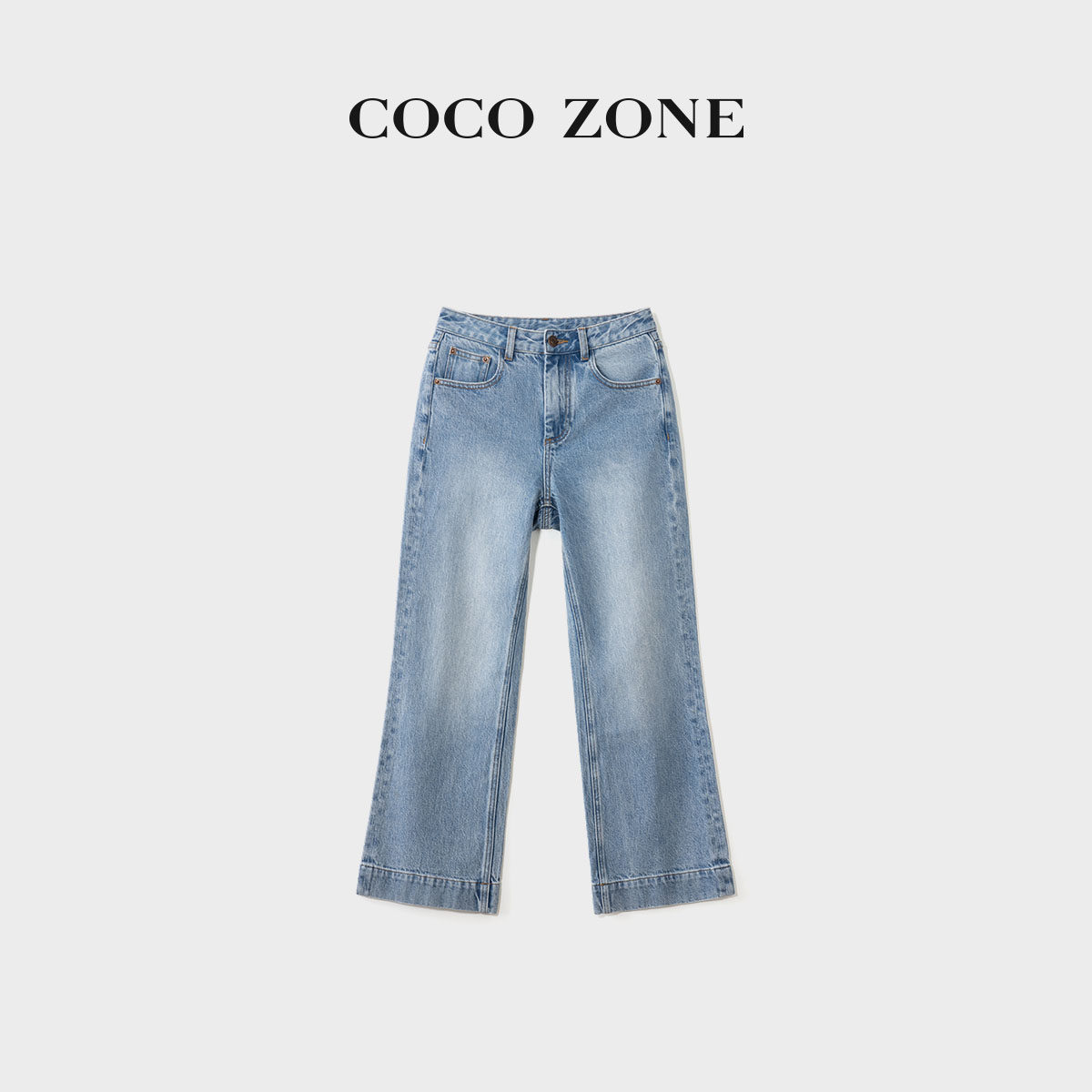 COCO ZONE刘一一"桃心牛仔裤"零碳天丝混纺26夏款牛仔裤CF1B1013