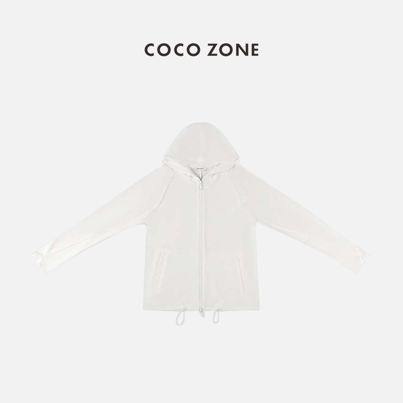 COCOZONE通勤风连帽上衣拉链抽绳
