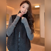 ZONE 刘 一一 COCO 羊毛混纺 翻领拉链马甲CD1A1720