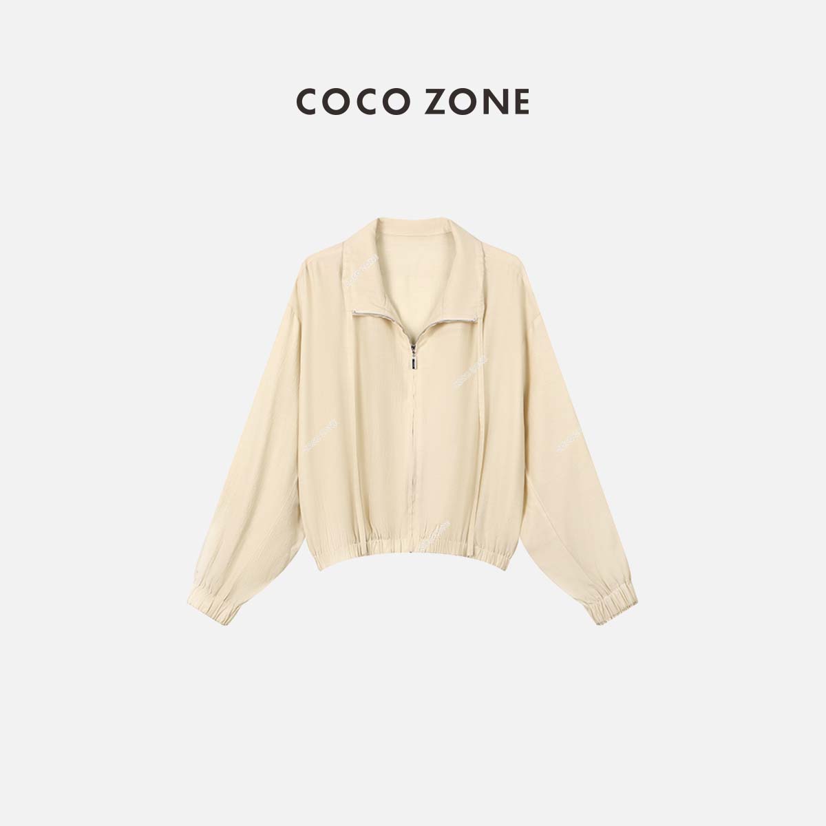 COCO ZONE 刘112025气质休闲百搭长袖系绳时尚立领防晒衣外套