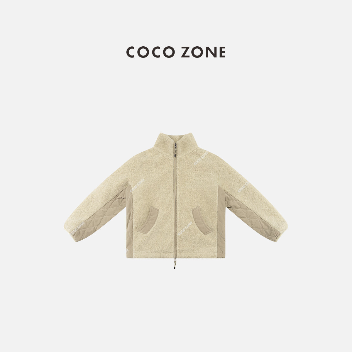 COCO ZONE 刘一一 复古撞色拼接立领双头拉链保暖外套CC1D2620,女装/女士精品,毛呢外套,淘宝优惠券,粉丝福利购,淘宝优惠卷