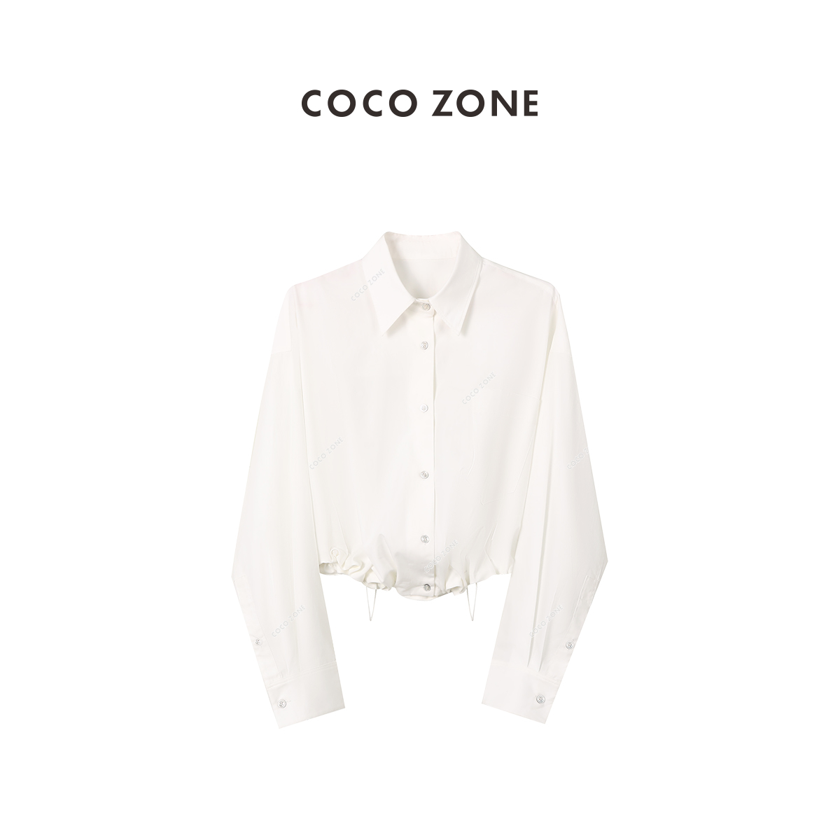COCO ZONE 刘一一 2023新款夏季系腰时尚休闲百搭衬衫 23C29063