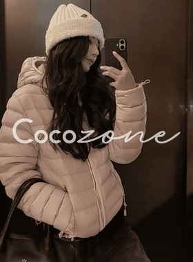 COCO ZONE 刘 一一 “排骨鹅”95白鹅绒连帽横格纹鹅绒服 CD1A161