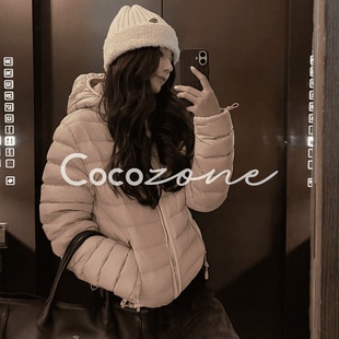 ZONE 95白鹅绒连帽横格纹鹅绒服 刘 排骨鹅 CD1A161 一一 COCO