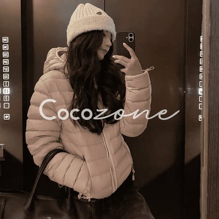 COCO ZONE 刘 一一 “排骨鹅”95白鹅绒连帽横格纹鹅绒服 CD1A161