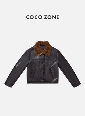 COCO ZONE 刘一一 秋冬复古拼接polo领皮毛一体皮草CC2D2942
