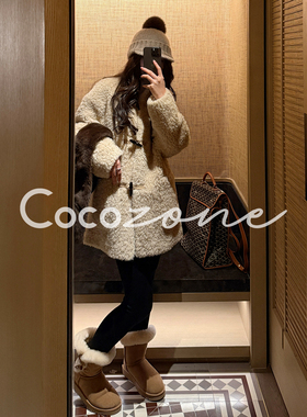 COCO ZONE 刘 一一 “牛角扣”100绵羊毛大贴袋毛呢外套 CD2A3139
