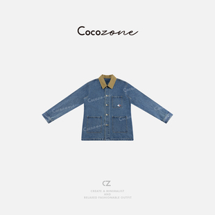 COCO ZONE 刘一一“撞色牛仔”100棉拼接翻领牛仔外套CD1A0048