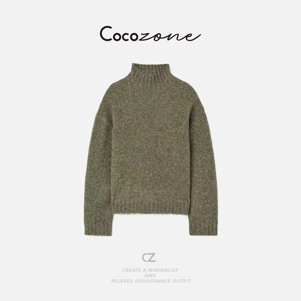 COCO ZONE 刘 一一 “灰绿毛衣”羊驼羊毛混纺毛织上衣 CD2A3001
