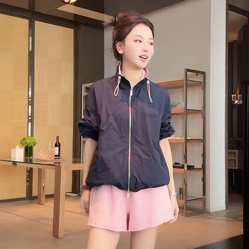 COCOZONE刘112025春季新款运动复古立领工装风拉链长袖抽绳外套