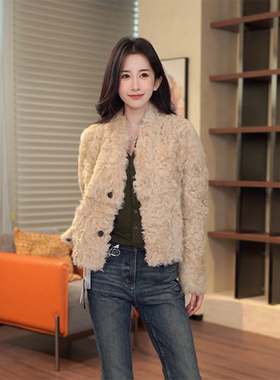 COCO ZONE 刘一一“流光湖羊”100小湖羊皮复古皮草 CD2A1650