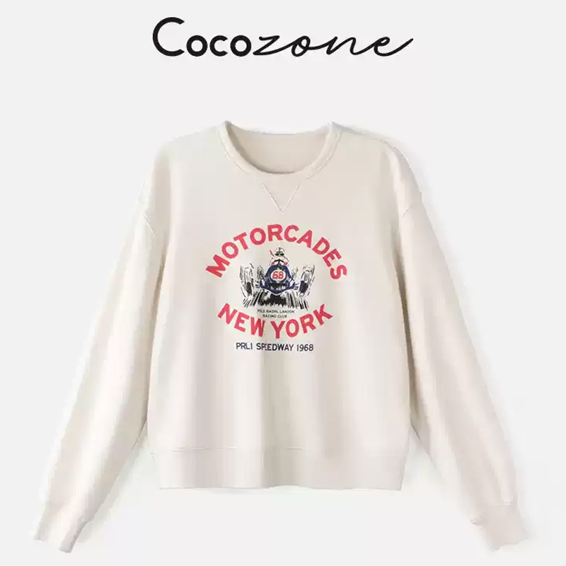 COCO ZONE 刘112025早秋新款100棉圆领街头风简约休闲长袖T恤女