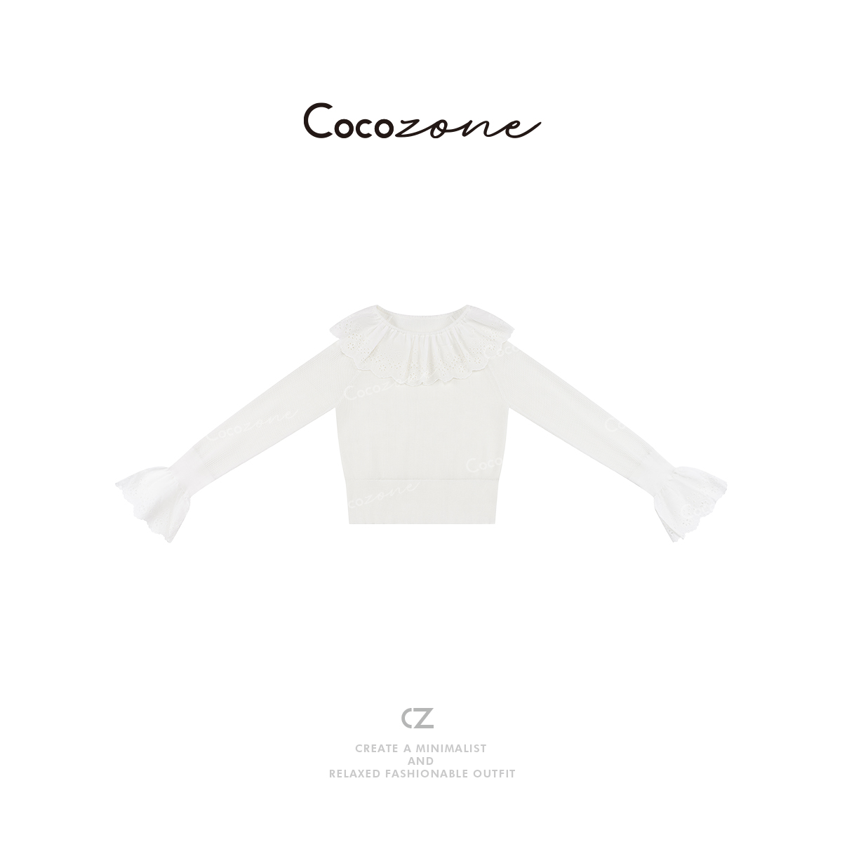 COCO ZONE 刘112025新款法式蕾丝花边套头长袖上衣女CD2A0666