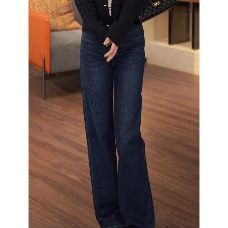 COCO ZONE 刘一一秋季复古垂感水洗牛仔裤显瘦百搭直筒裤CC2C1392