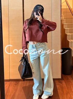 COCO ZONE 刘11 100棉设计感字母圆领长袖卫衣 CC1C1990