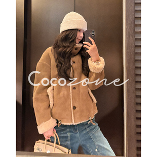 拥抱温暖 COCO 一一 刘 100绵羊毛单排扣外套CD2A3198 ZONE
