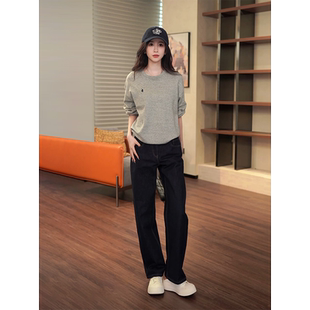 ZONE 牛仔裤 刘一一100纯棉2025新款 型弧形线条修身 女 弯刀裤 COCO