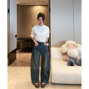 COCO ZONE 刘11柏林旧约100棉复古显瘦水洗牛仔裤长裤ACD1A0102