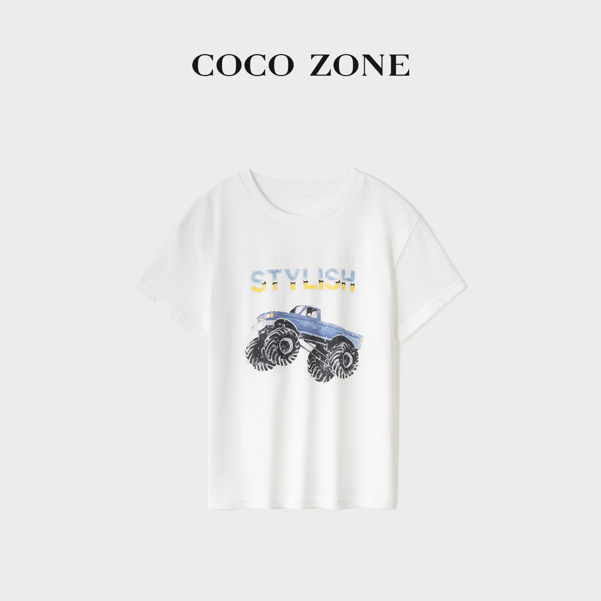COCO ZONE刘一一"越野T"巴西进口100棉26夏款圆领T恤CF1B1207
