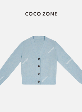 COCO ZONE&刘11春季时尚V领羊毛织V领单排扣针织衫24C10274